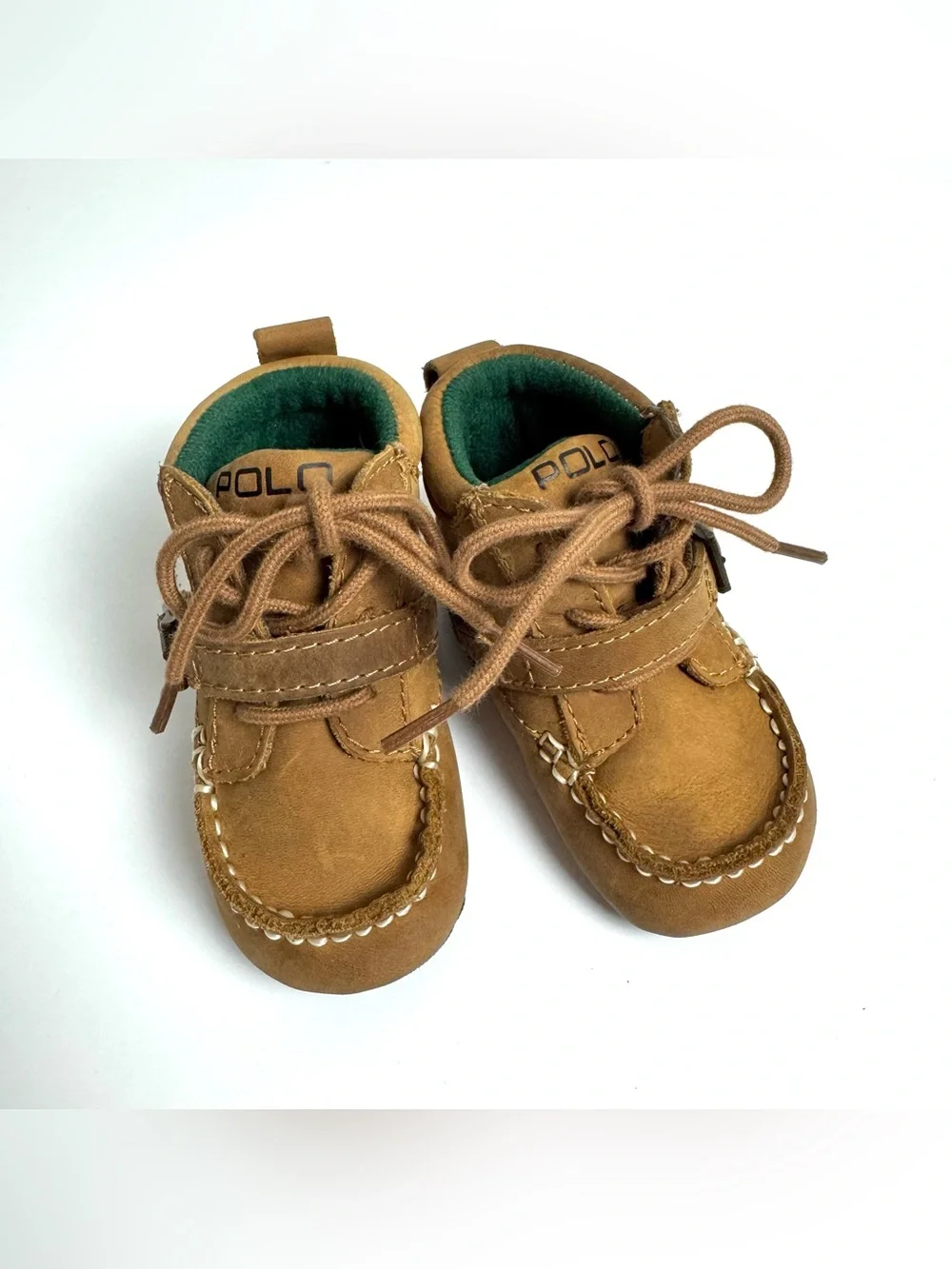 Polo Ralph Lauren Ranger Hi baby boots Crib Shoes brown cashew nubuck leather 3
